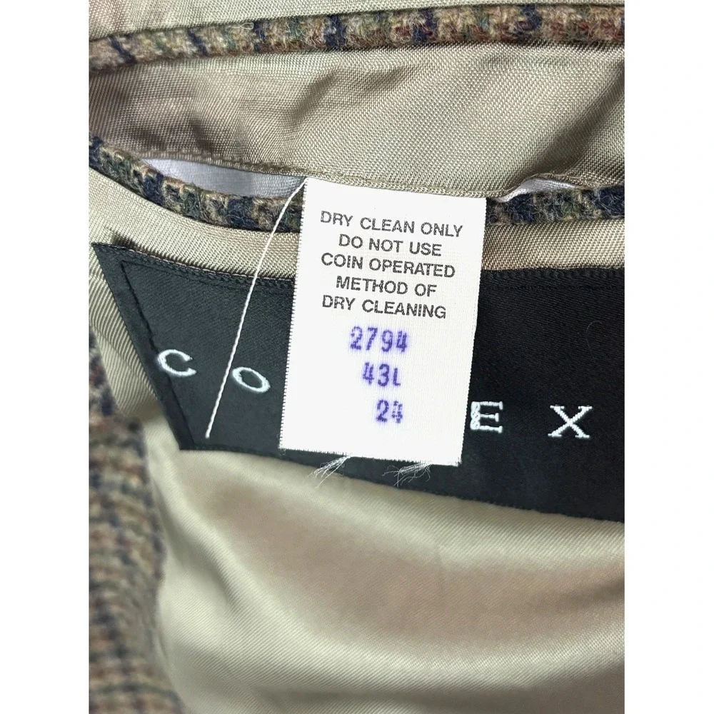 VTG 90s Brown Houndstooth Tweed 43L 44L Blazer Jacket Sport‎ Suit Coat USA Wool
